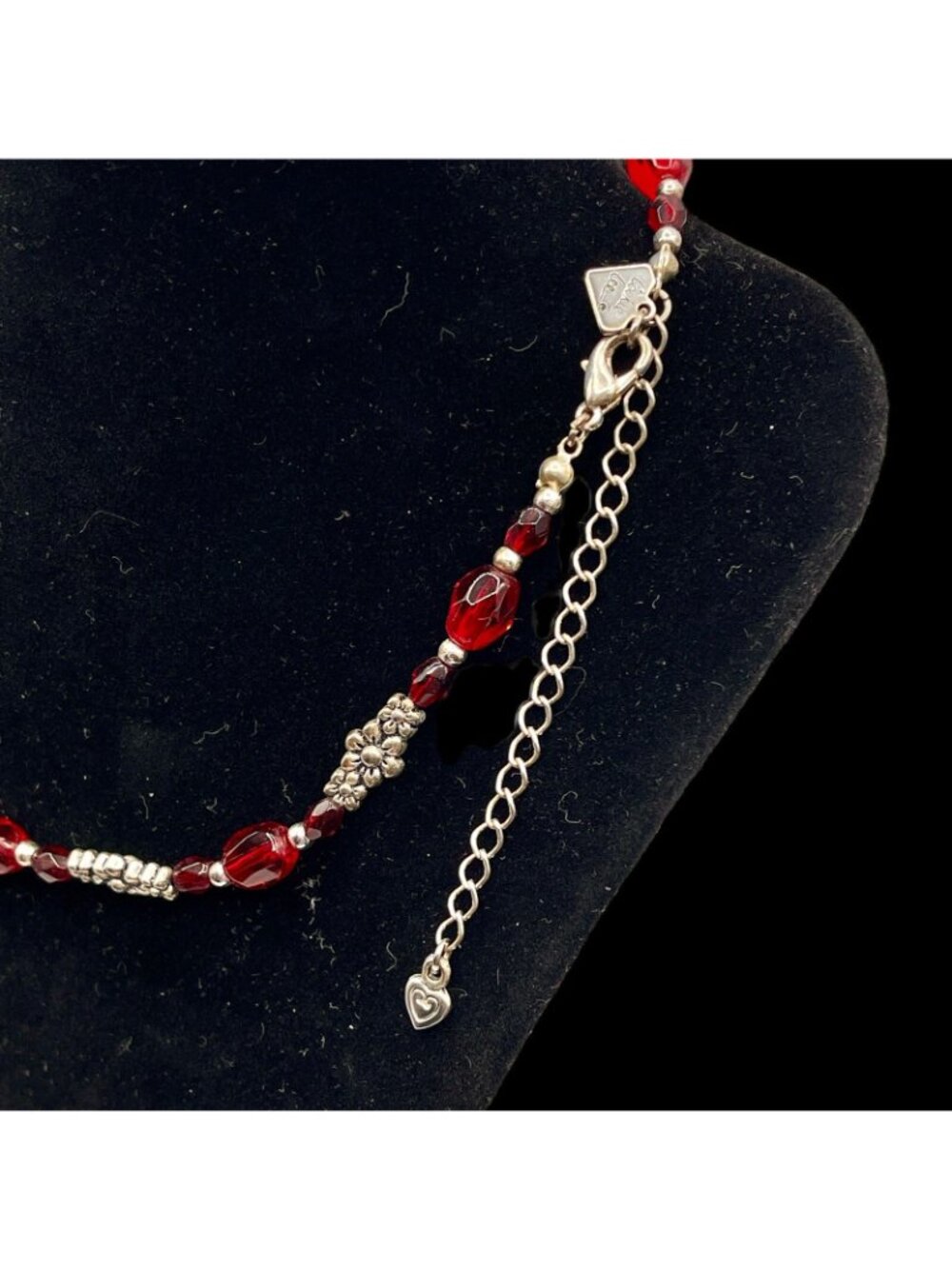 Holiday Necklace + Bracelet Set by Cookie Lee, Glass Bead Bracelet, Angel Brooch - Picture 12 of 12